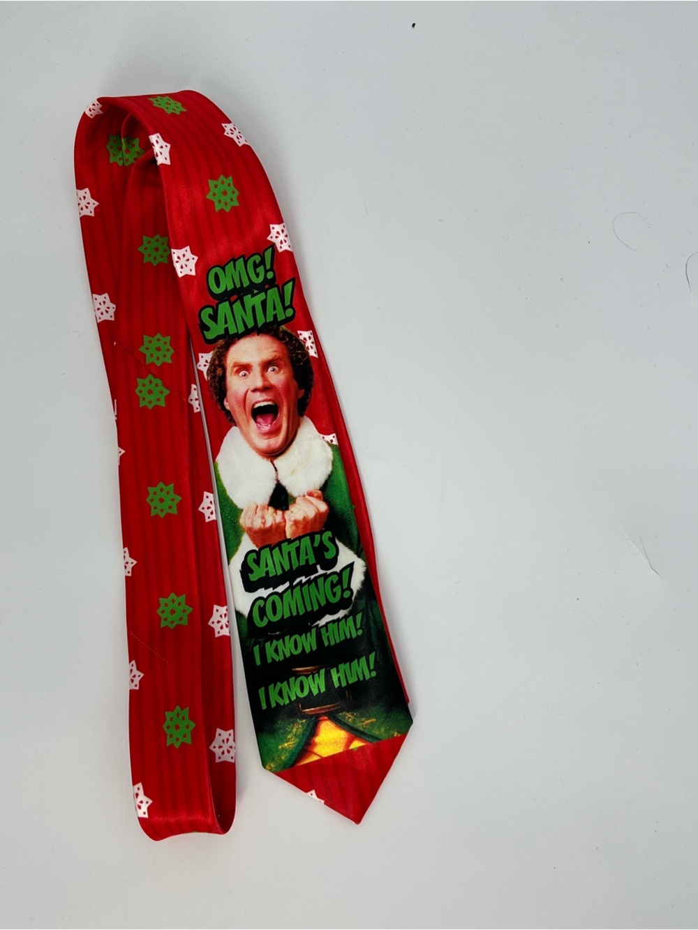 ELF fun red Christmas tie men’s